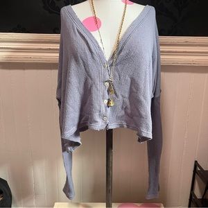 Urban Outfitters Thermal Waffle Oversized Top V-Neck